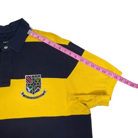 Nautica Sportswear Sailing Rugby Stripe Polo Shirt Mens Yellow Blue XL Y2K Retro - Picture 10 of 11